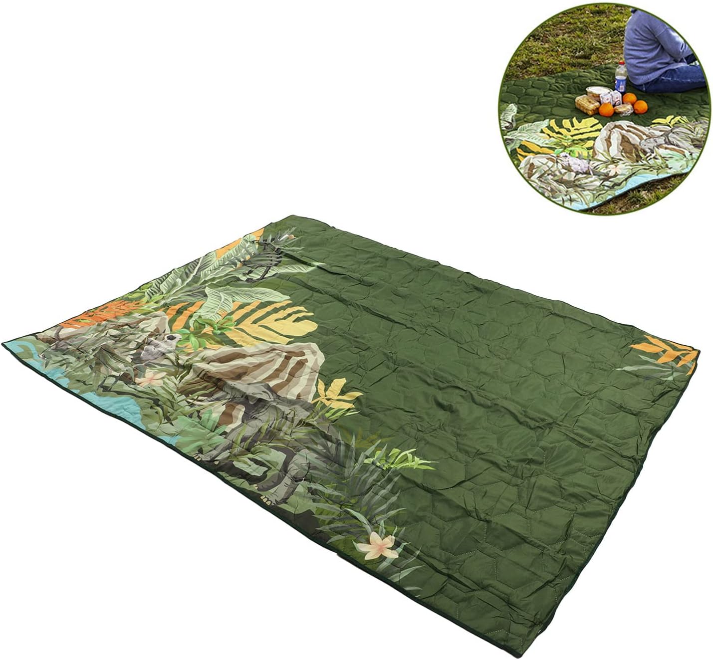 Picnic Blanket, Machine Washable Picnic Beach Blanket, Waterproof Thick Printed Camping Mat, Suitable for Outdoor Camping, Hiking, Picnic