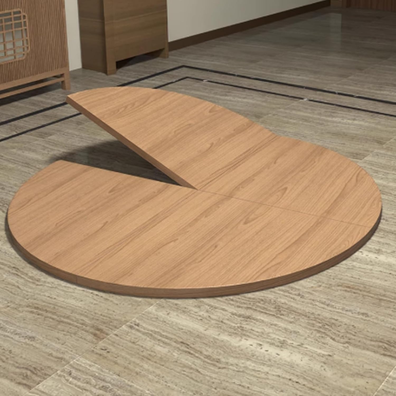 4-Point Round Foldable Table Top, Wood Replace Table Top Extender, Folding Dining Desk Top, Easy to Store No Legs(Natural,120cm/47.2in)