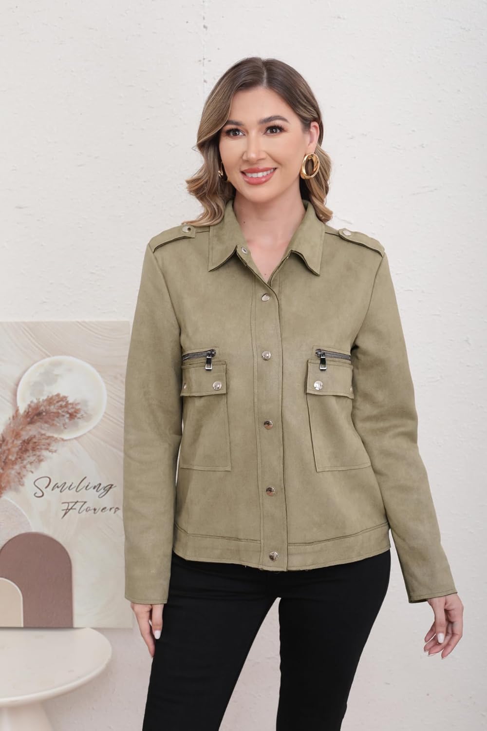 utcoco Womens Cropped Suede Leather Jacket Fashion Motorcycle Bomber Jackets Fall Winter Coats for Women 2025 - Image 7