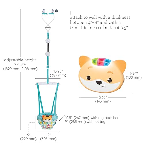 Miniatura 6 de Infantino 2 en 1 con música y luces para puerta, atractivo puente de actividad con sonidos activados por movimiento para bebés, zorro