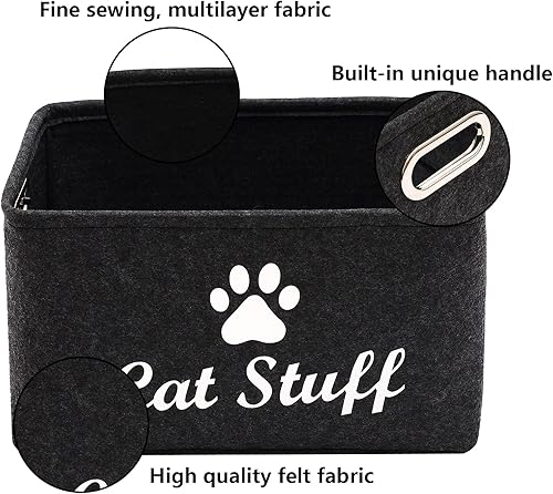 Miniatura 3 de Ropa y accesorios para gatosJuguetes para gatosCesta de almacenamiento de suministros para mascotasContenedor con asas, Solución de almacenamiento