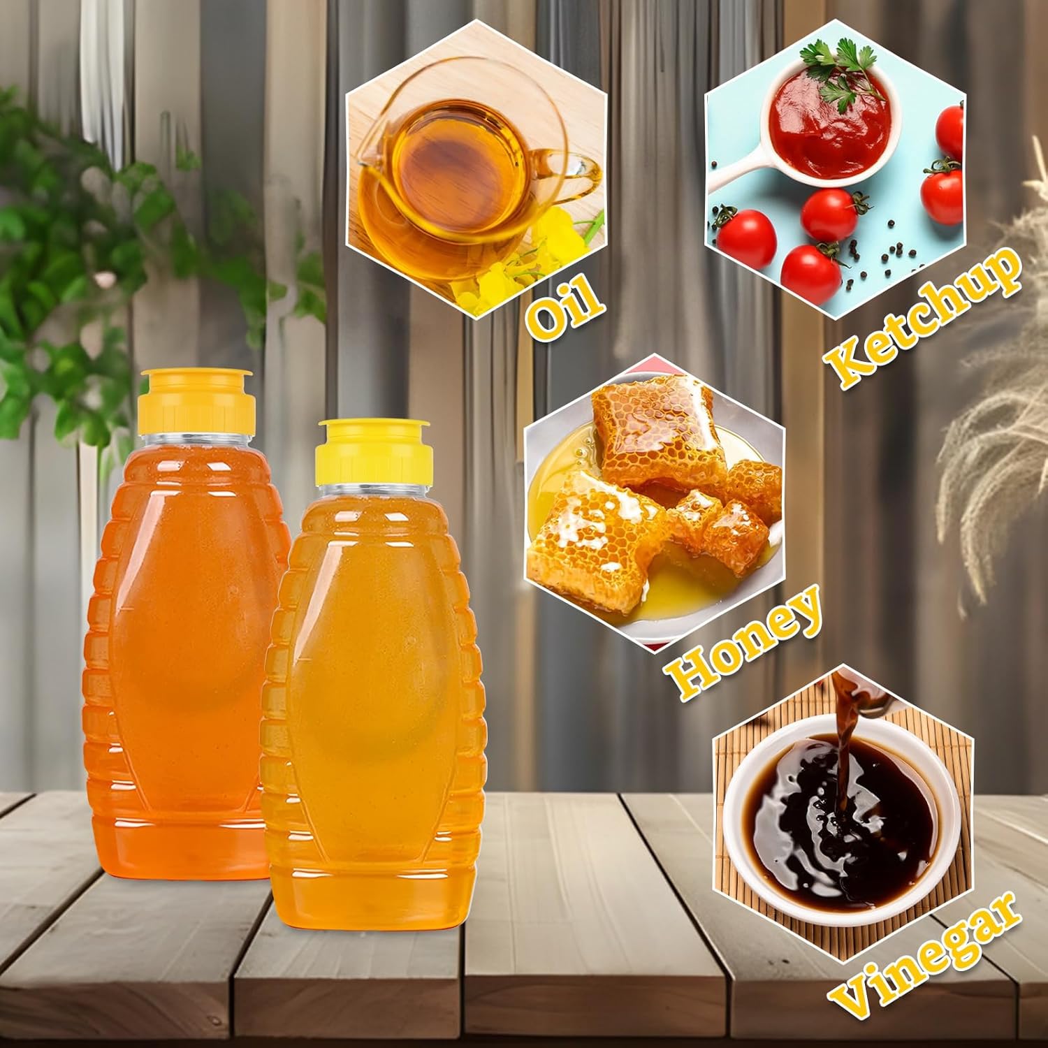 30 Pcs 12Oz Clear Plastic Honey Bottles, Plastic Honey Squeeze Bottle with Leak Proof Flip Top Lids, Refillable Squeeze Honey Containers Jars for Storing Dispensing Fresh Honey