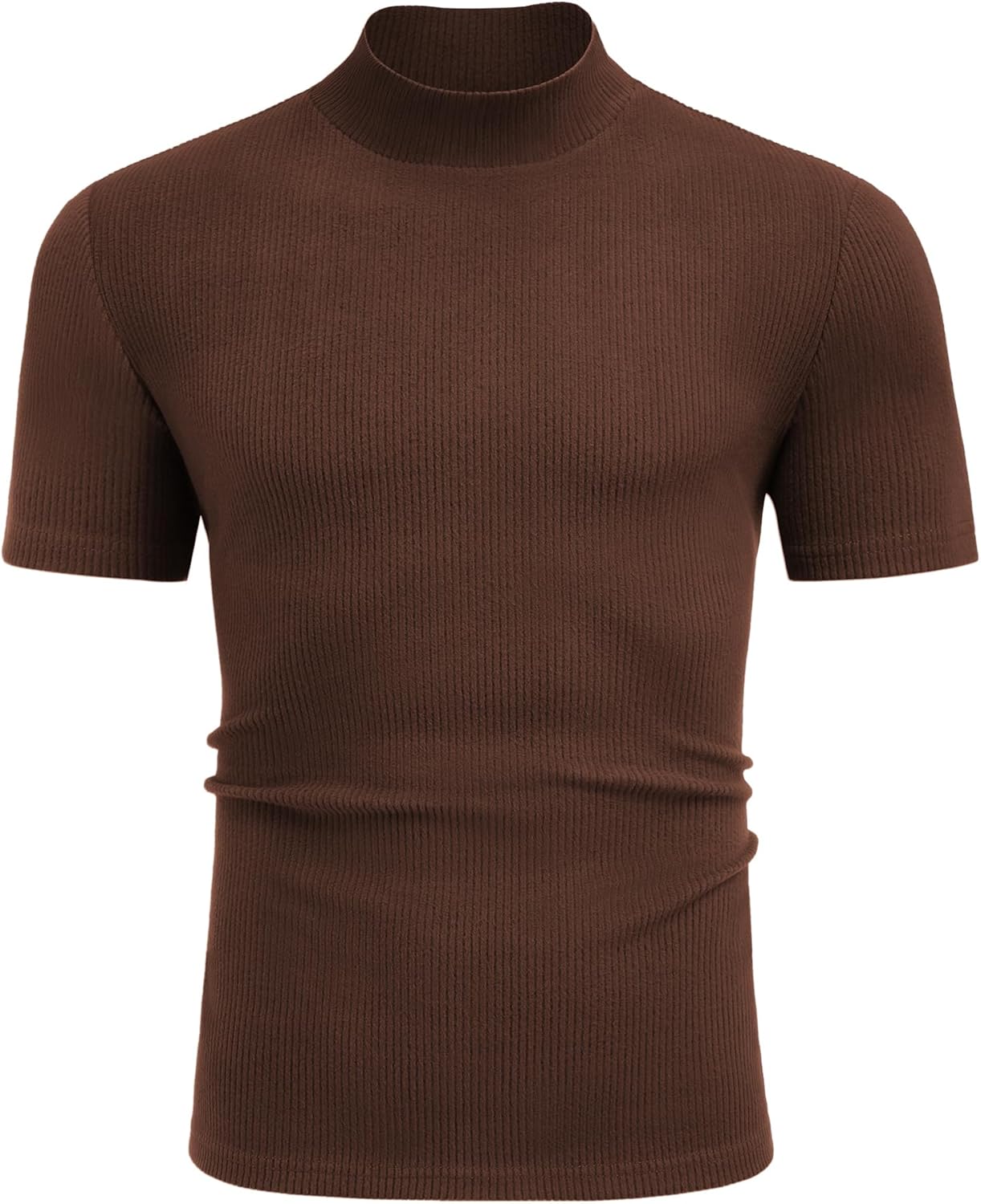 COOFANDY Men's Mock Turtleneck Short Sleeve Soft Lightweight Sweater Ribbed Knit Pullover Casual Basic Tops - Image 6