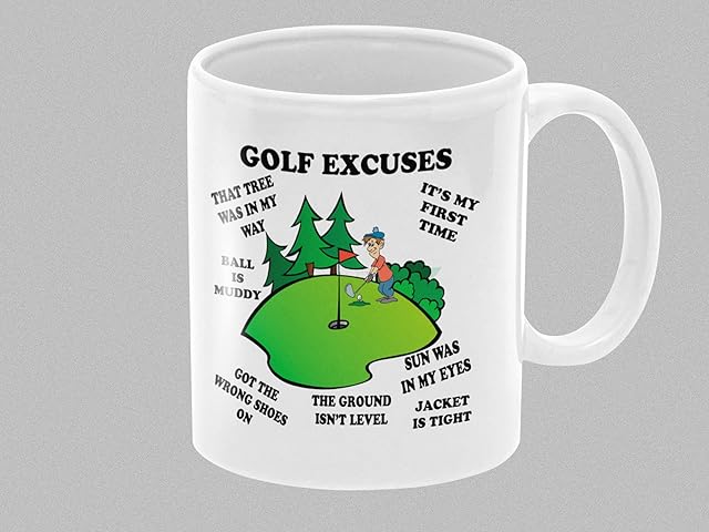 Golf Excuses, Funny Novelty 11oz Tea/Coffee Mug, birthday, Gift, fathers day