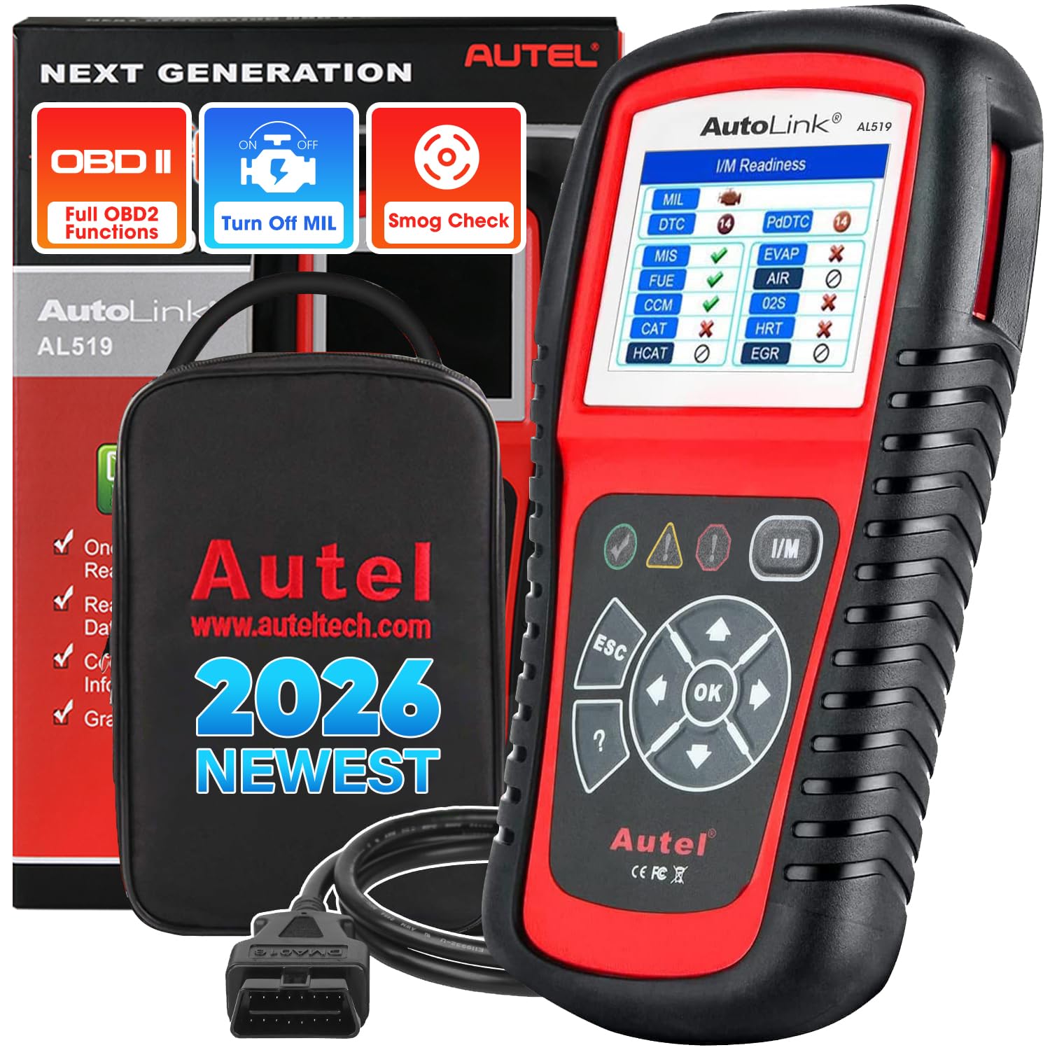 AutoLink AL519 OBD2 Scanner Enhanced Mode 6 Check Engine Code Reader Universal Car Diagnostic Tool with One Click Smog Check DTC Breaker Upgraded Ver. from AL319