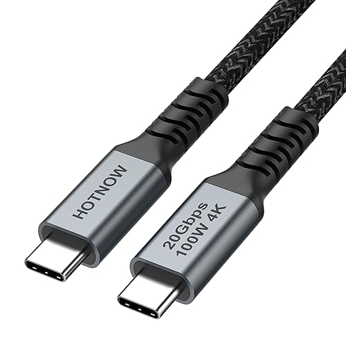 HOTNOW Cable USB 3.2 Gen 2x2 20Gbps USB C a USB C corto de 1.5 pies, PD 100 W (20 V5 A), carga rápida, USB C 4K, cable de transferencia de datos de