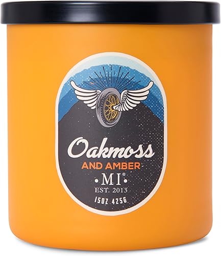 Manly Indulgence Velas perfumadas de musgo de roble y ámbar para hombres, 2 mechas, mezcla de soja prémium de 15 onzas, quema 60H, velas para el