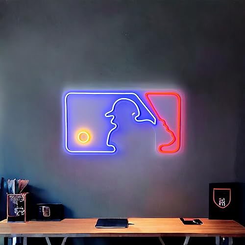 Letrero de neón de béisbol, luz LED de béisbol para decoración de pared para sala de juegos, sala de deportes, bar, sala de estar, oficina,