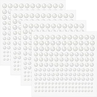 Quacc 660 PCS Pearl Hair Stickers, 3mm/4mm/5mm/6mm Self Adhesive Pearl Stickers Flat Back Pearls for Craft DIY Face Makeup Nail Decoration (White)
