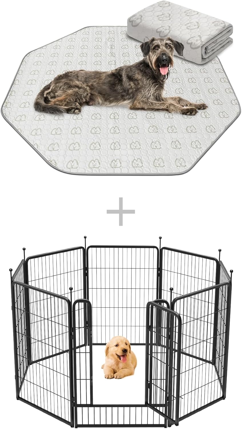 FXW Rollick 40 Inch 8 Panels & 83" x 83" Washable Pee Pads 1 Pack