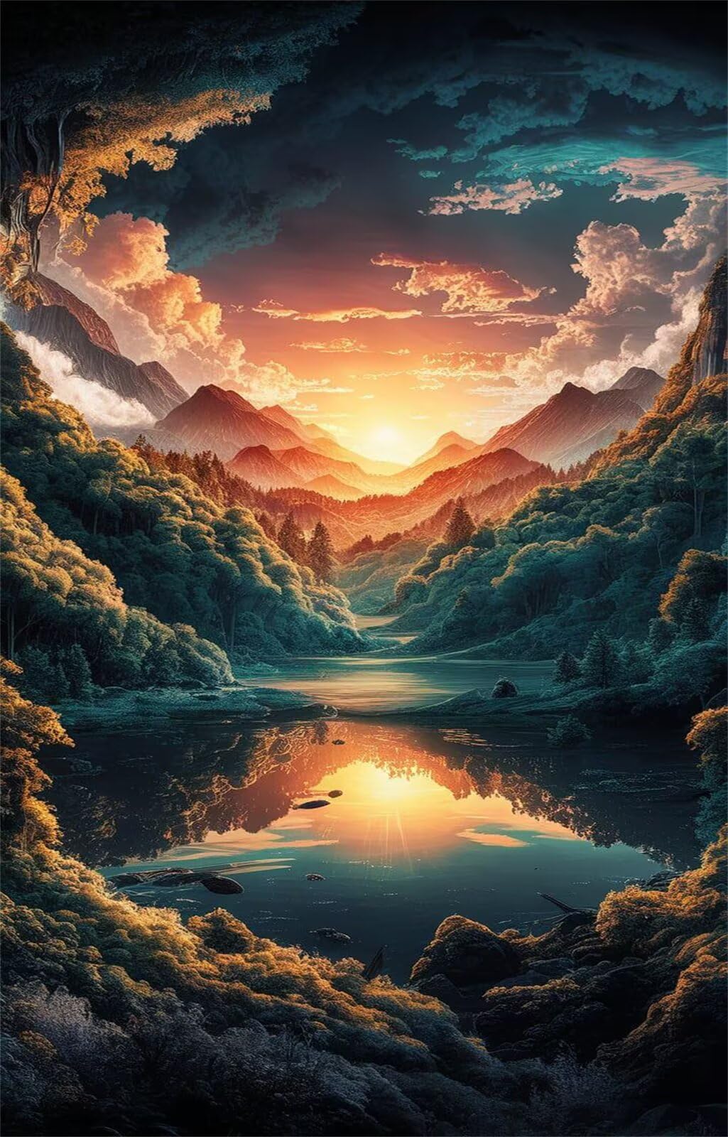 Puzzle 2000 Pezzi Sunrise Jungle Lake Puzzle Classici, Giochi Rilassamento e Intelligence, Puzzles Impossible, Idea Regalo Uomo e Donna