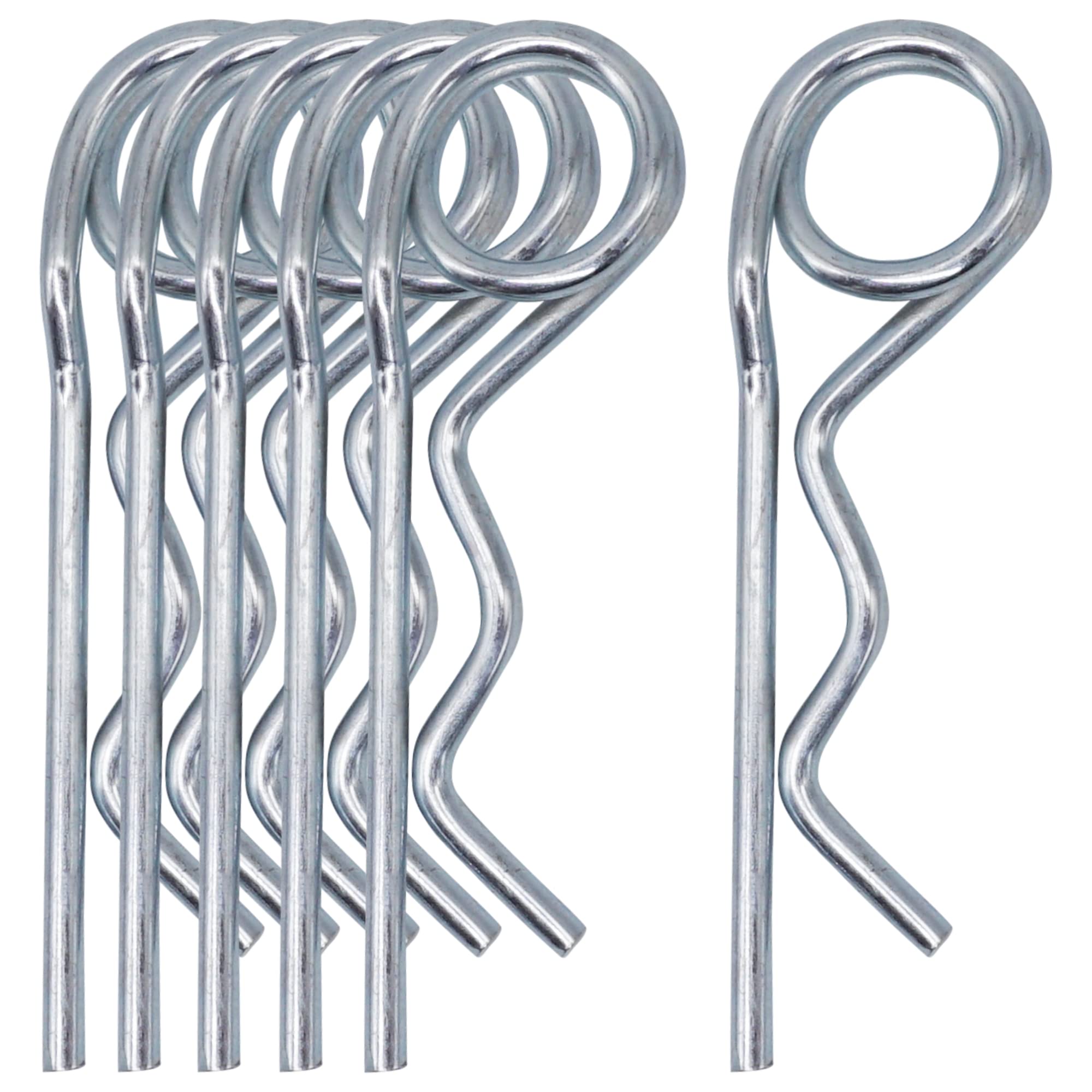 SKIR'CO (6 pcs) Zinc Plated Steel Spring Cotter Pins 3 mm, Double Ring R Clips, R Shaped Spring Cotter Pin
