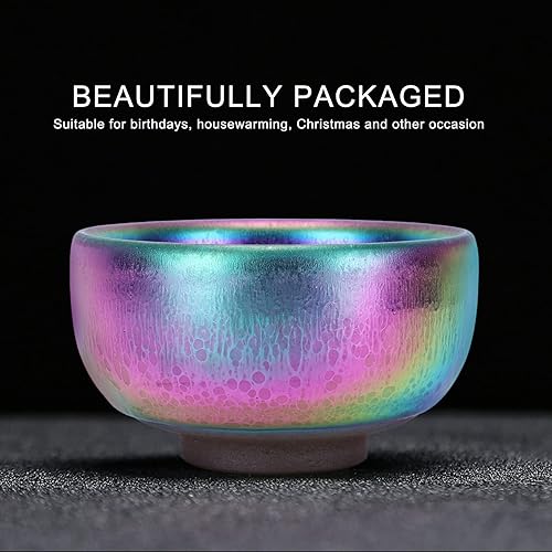 Miniatura 4 de Alvinlite Taza de cerámica, colorido juego de té Jianzhan, taza de té Tenmokus, cuenco de té redondo con caja de regalo, taza de té china hecha a