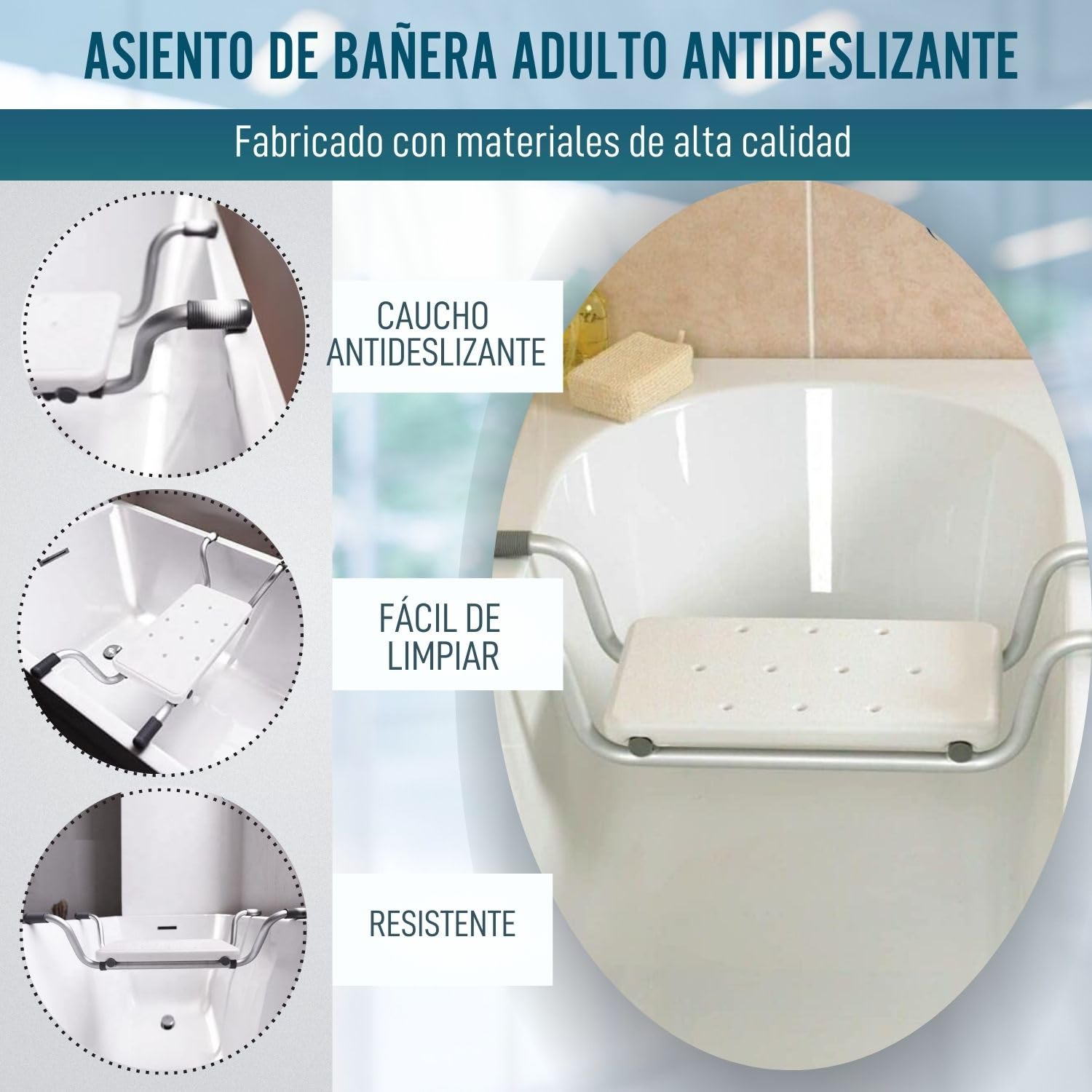 OrtoPrime Asiento de Bañera Adulto Antideslizante - Tabla Bañera - Silla Bañera Personas Mayores Ortopedia Baño - Tabla de Baño para Bañera de Seguridad