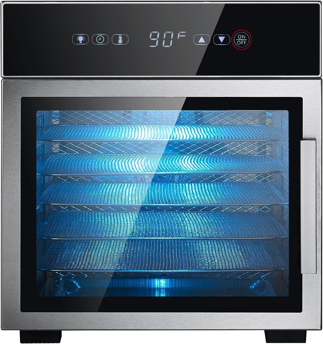 Food-Dehydrator Machine 12 Stainless Steel Trays, 10.9ft² Meat Dehydrator for Jerky, 800W Dryer for Herbs, 190ºF Temperature Control,24H Timer,Powerful Drying Capacity for Fruits,Yogurt