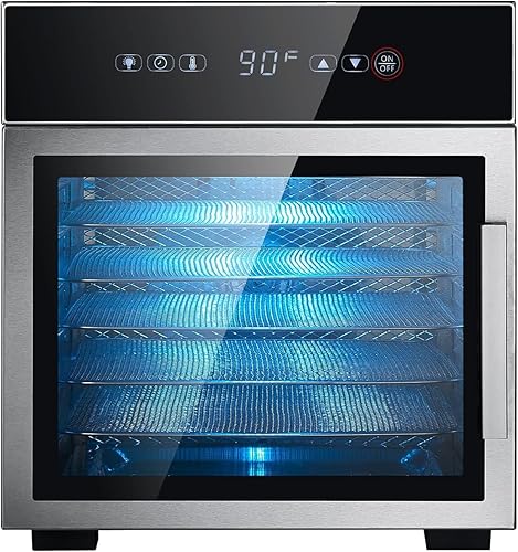 Miniatura 8 de Máquina deshidratadora de alimentos con 12 bandejas de acero inoxidable, deshidratador de 800 W para hierbas, deshidratador de carne para carne seca