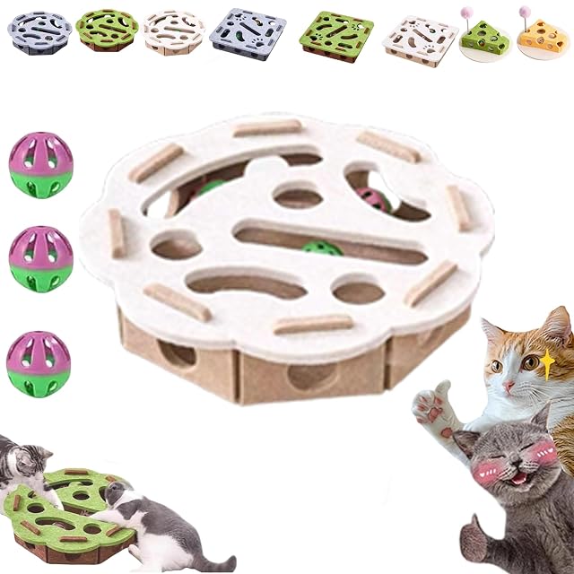 3 in 1 Nail File Enrichment Box with Bell Ball & Sandpaper Inside, 2026 New Felt Maze Cat Toys