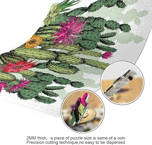 Miniatura 3 de VIKKO Rompecabezas de cactus y flores tropicales de 500 piezas para adultos y niños, 20 x 15 pulgadas, juguetes de inteligencia para bricolaje en