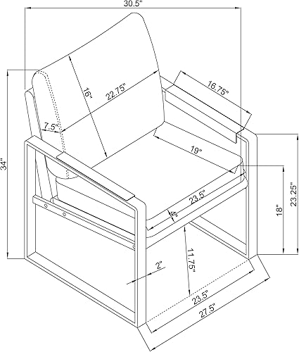 Miniatura 3 de Coaster Home Furnishings - Rosalind - Sillón tapizado con brazos de oruga con piel sintética, reposabrazos acolchados, marco de bronce y asiento