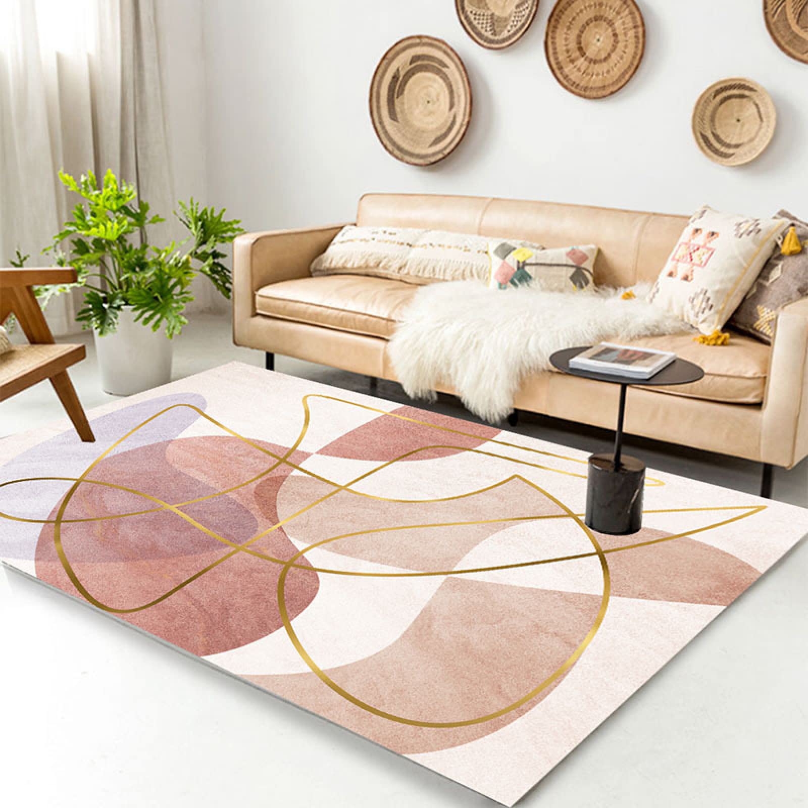 Grand tapis nordique abstrait 50x80 cm pour salon et chambre moderne