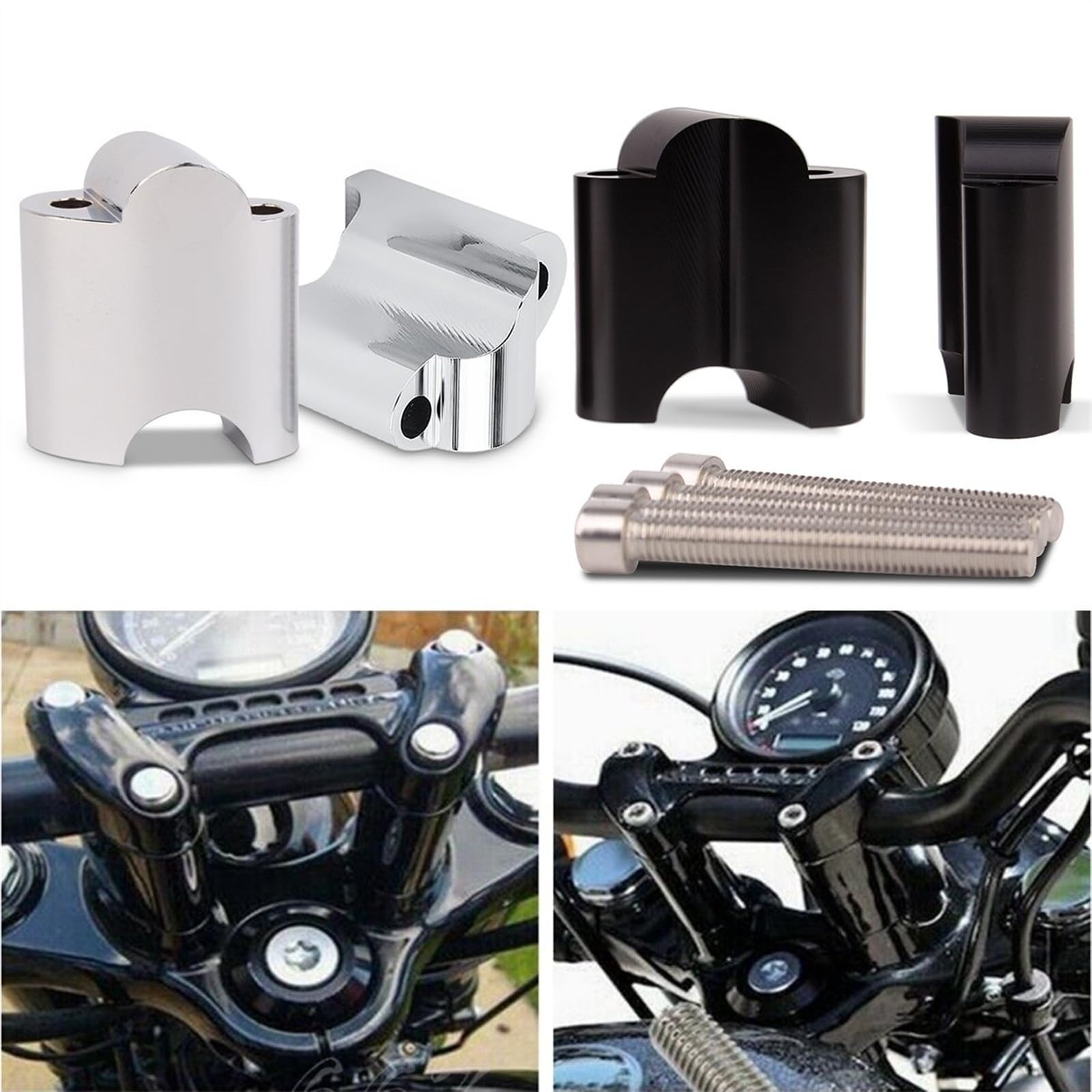 Para XL1200 para cuarenta y ocho 2010-2022 motocicleta 2 "Rise CNC aluminio 1" elevador de manillar 50mm Elevadores Manillar Motocicleta(Negro)