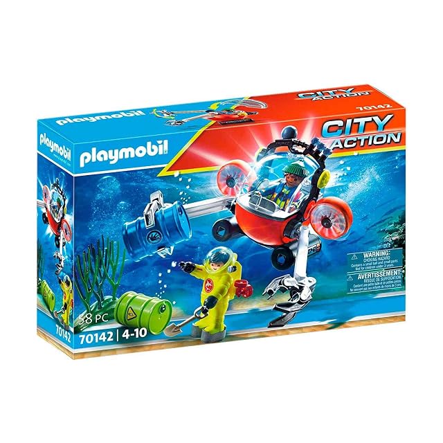 PLAYMOBIL 70142 City Action Rescate Marítimo, Operación Medio Ambiente con Bote de Buceo, Multicolor