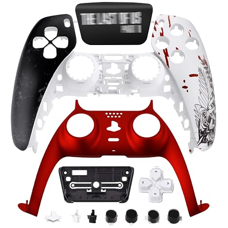 Replacement Front Shell Kit for PS5 Controller, Custom TLOU2 Survival Game Style Faceplate Accessories with Touchpad, Buttons, D-Pad and Decorative Trim Compatible with BDM 010/020 / 030/040 / 050