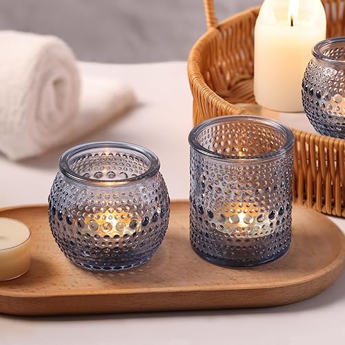 Miniatura 5 de 16 portavelas votivas azules surtidas, portavelas de cristal para decoración de mesa de boda, despedida de soltera, candelabros azules para otoño,