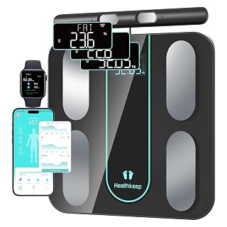 Healthkeep Scale for Body Weight Digital Bathroom Scale with 8 Electrodes, 21 Body Datas Dual Frequency BIA Measurement Smart Weight Scale Compatible with iOS & Android, Max 400lb/180kg/28st - Amazon product rated Grade A