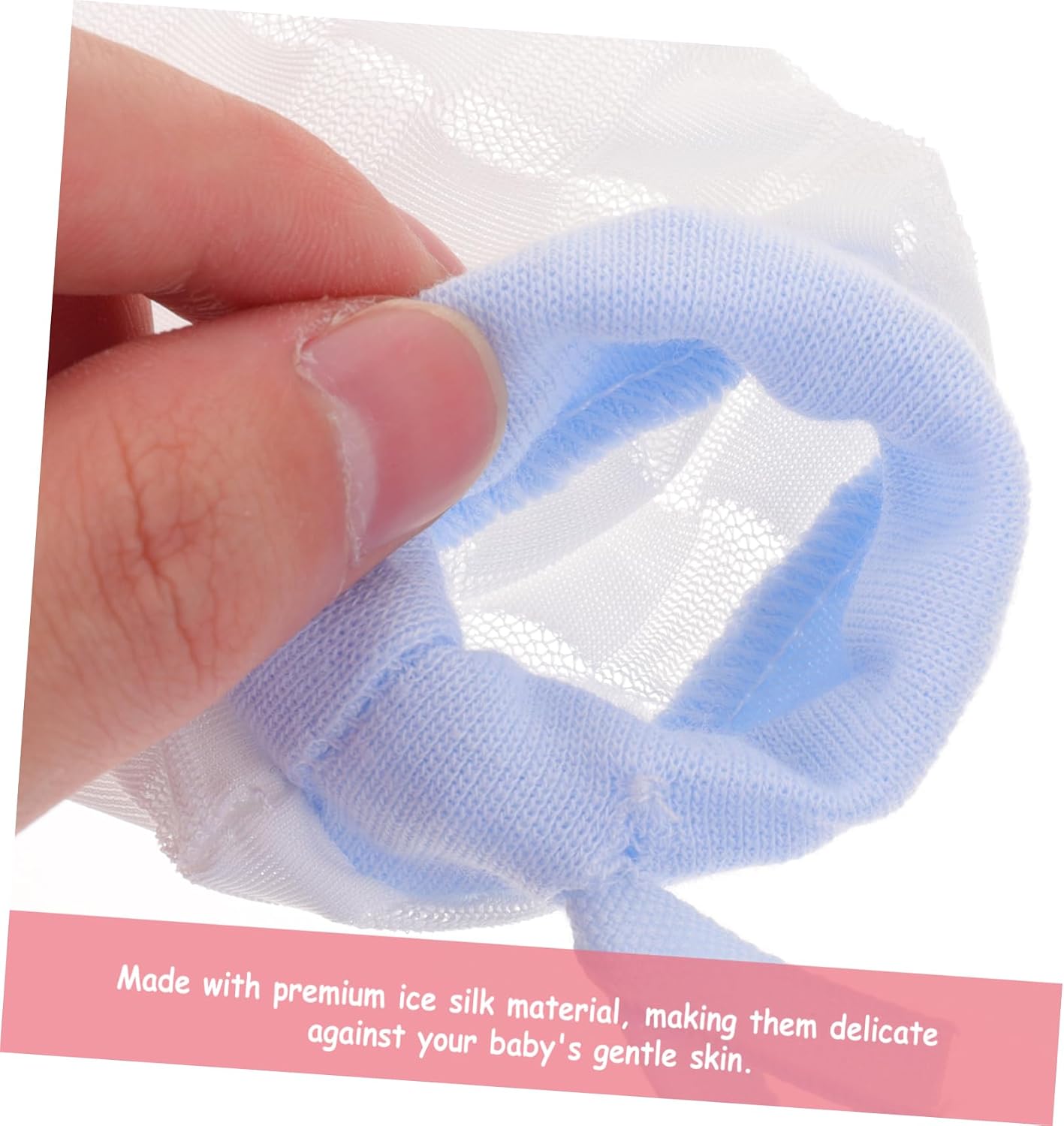 Ipetboom 2 Pairs of Ice Silk Baby Gloves Adjustable Anti-Scratch Mittens for Newborns Breathable Toddler Hand Protectors Suitable for Daily Use 0-6 Months