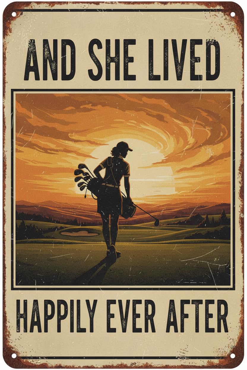 Golf And She Lived Happily Ever After Tin Sign, 8x12 Inch