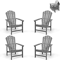 Vista 21 de Sillas Adirondack apilables, juego de 2, silla de fuego resistente al mal tiempo y de ahorro de espacio HDPE para césped, porche y terraza al aire