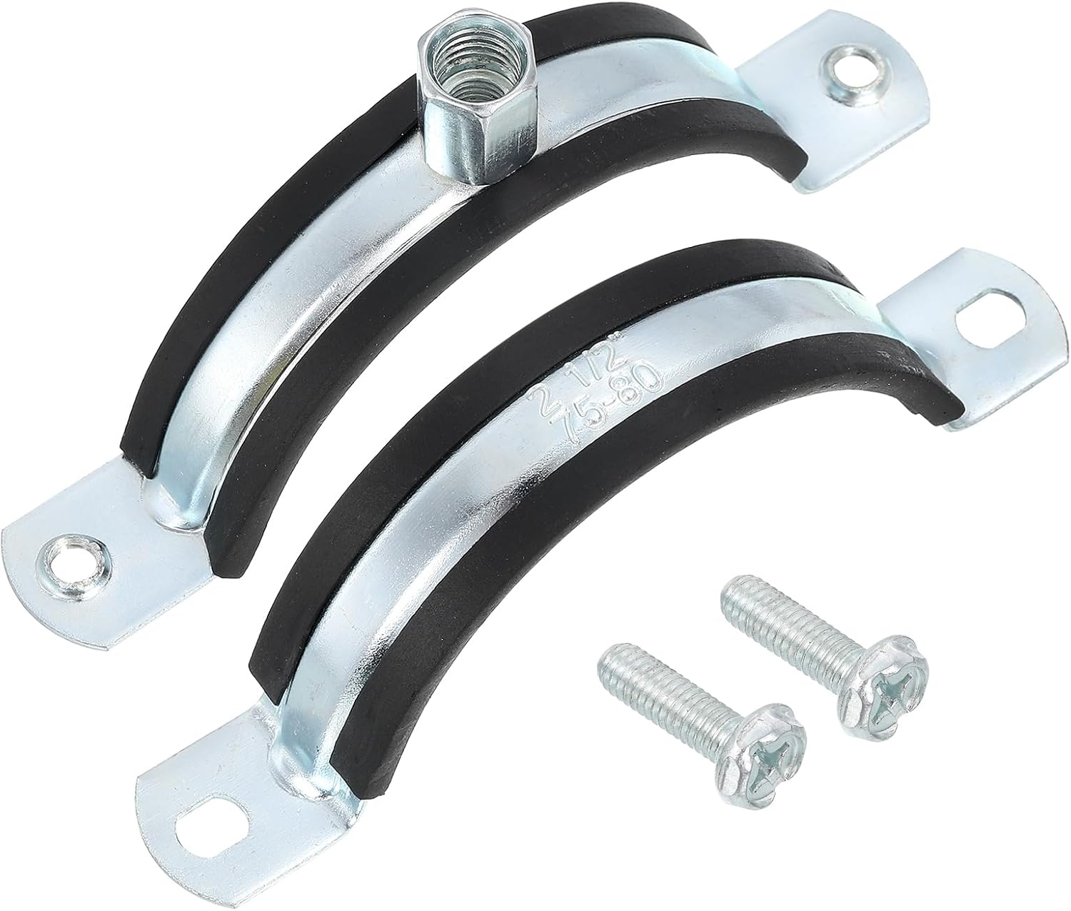 uxcell 10 Pcs Adjustable Pipe Bracket Clamp, 3"(76mm) Wall Ceiling Mount Split Ring Pipe Hanger Galvanized Iron Pipe Strap Support with Screw & Expansion Tube for Pipe Tube