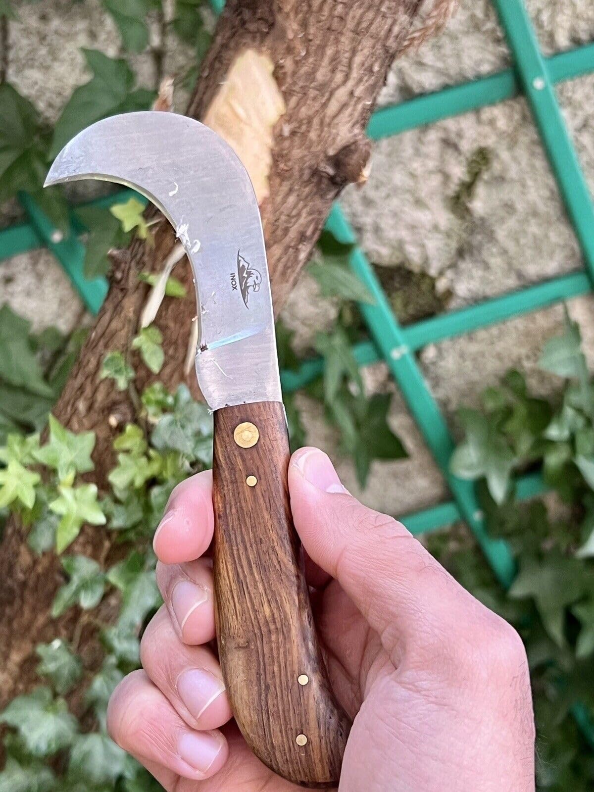 Coltello Artigianale Roncola Mezzaluna Coltelli per innesti Manico in Legno Pieghevole Coltello Da Tasca Coltello Innesto Roncola