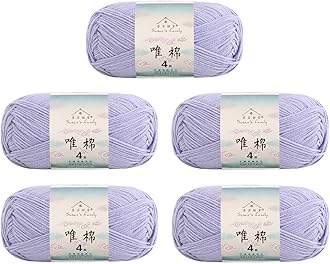 Susan's Family 4 ply 60% Cotton 40% Acrylic Yarn - Soft & Durable - 5 x 50g (1.76oz) - 655 Yards for Knitting & Crocheting - Baby Blankets, Amigurumi, Sweaters & More