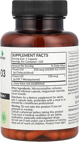 Miniatura 2 de Futurebiotics Vitamina K2 + D3, Extra Fuerza, 120 Cápsulas