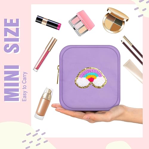 Miniatura 6 de Sumind Bolsa de maquillaje de parches de preppy a granel, bonita bolsa de regalo, bolsa de nailon para viajes, artículos de aseo cosméticos,