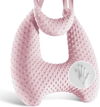 Memory Foam Kids Travel Pillow, Car Pillow for Kids, Velvet Dots, Pink