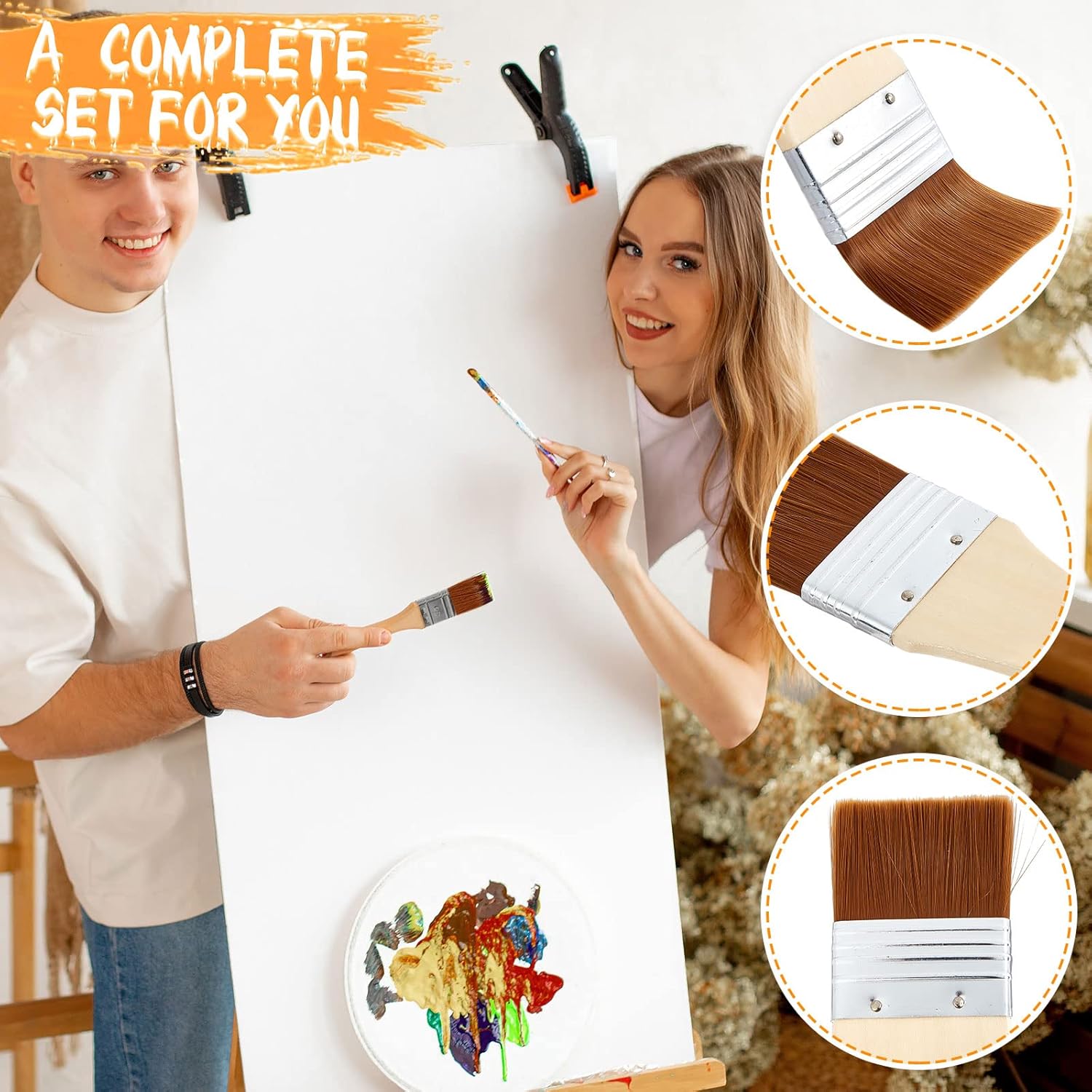 10 Pcs Oil Based Painting Tools Paintbrush Brush Set, 2 Stainless Steel Palette Knife 3 Blender Background Brush 3 Flat Fan Blender Artist Brush Paint Supplies for Kids Adults Oil Canvas Acrylic : Arts, Crafts & Sewing