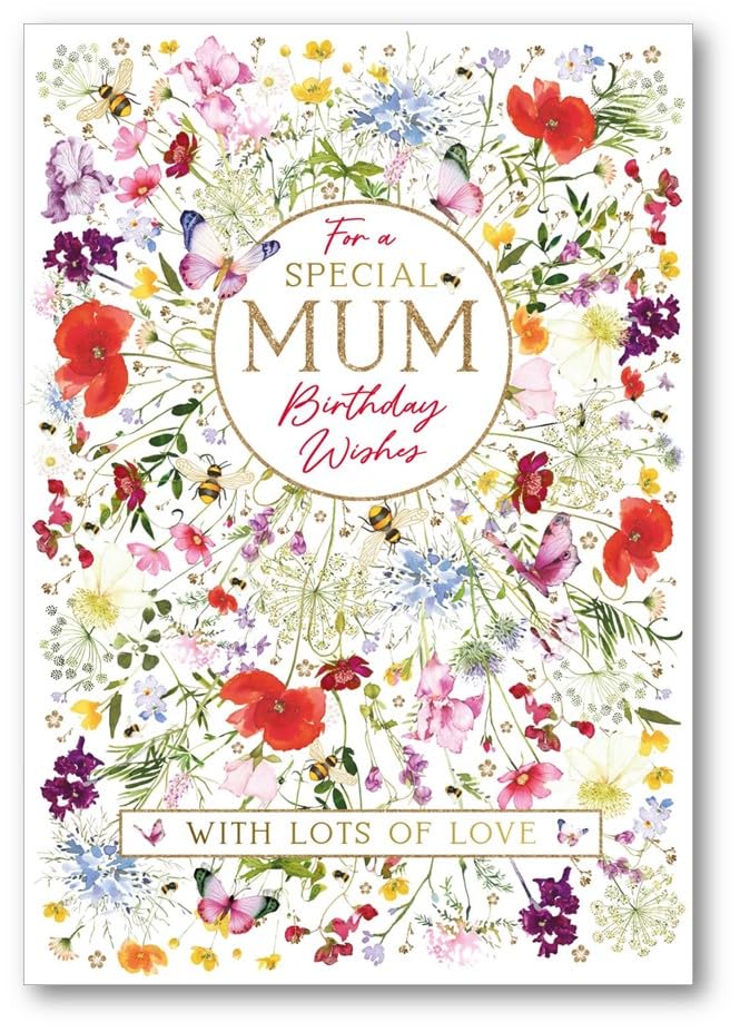Nigel Quiney Special Mum Birthday Card - Floral Burst With Foil