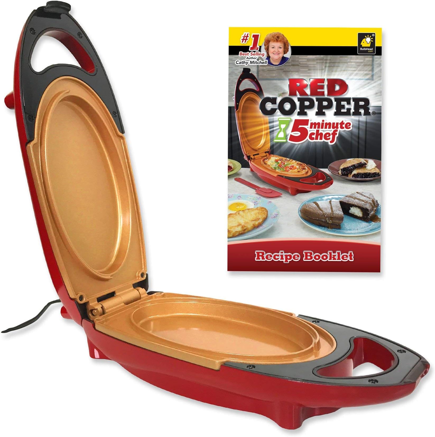 Red Copper 5 Minute Chef by BulbHead Includes Recipe Guide