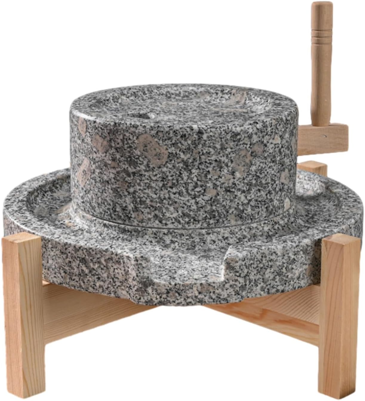 Dry Wet Hand Stone Mill Grinder with Wood Frame, Hand Wheat