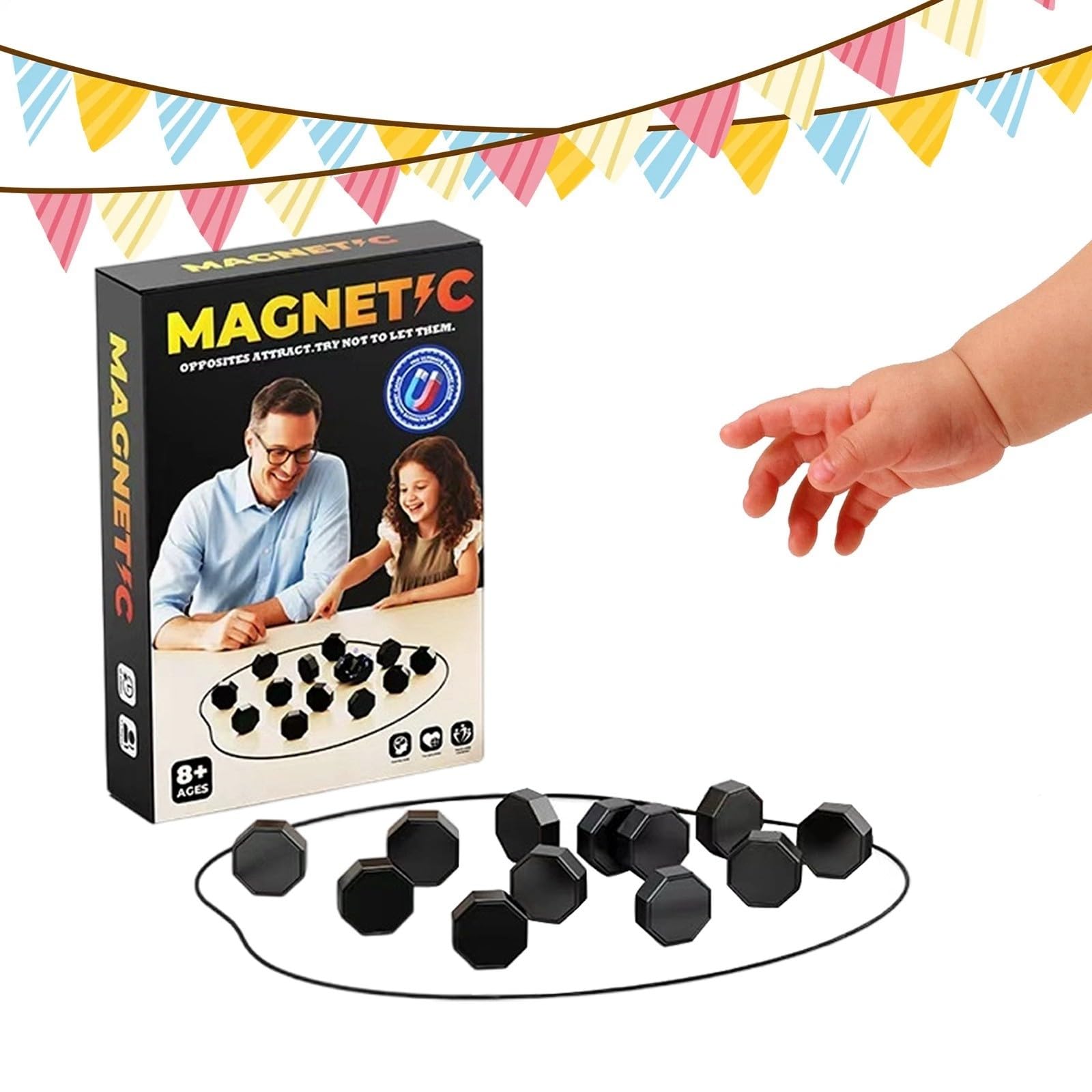 Juego de ajedrez magnético portátil con imán para viajes y camping. Con 20-40 piedras magnéticas como regalo para niños de 9 a 14 años. Incluye rompecabezas Checkers juego en formas geométricas.