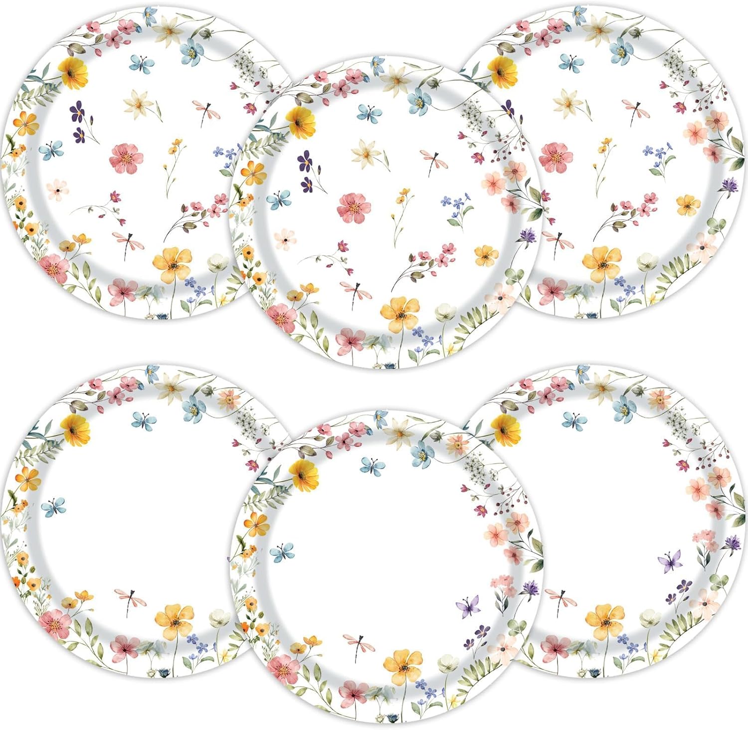 48PCS Wildflower Party Supplies, 9" Disposable Paper Plates, Spring Floral Party Spring Summer Picnic Plates Dinner Dessert Plates Birthday Bridal Shower Baby Shower Dinnerware Tableware