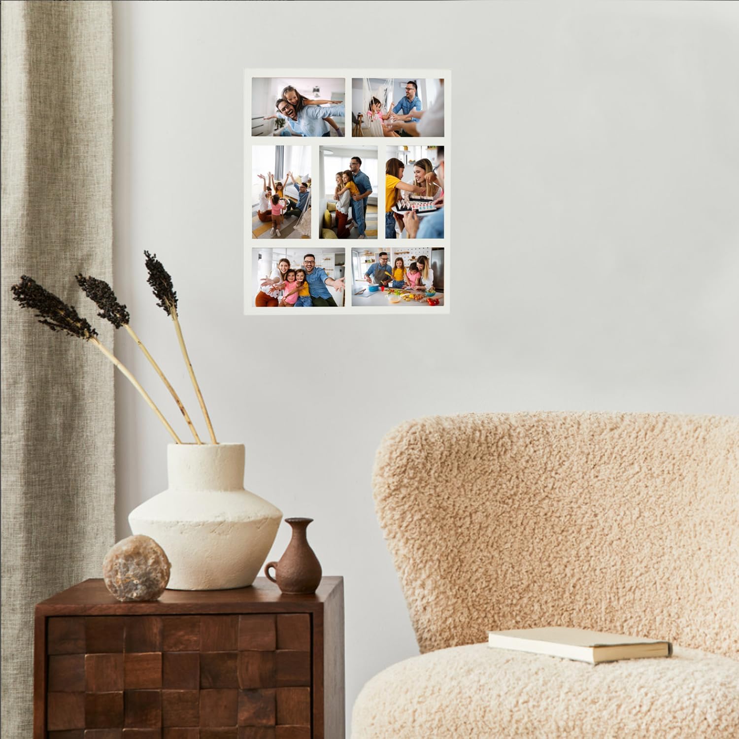 Picture Frames Collage Wall Decor, Family Photo Collage Frame Multiple Pictures for Tabletop and Wall Mounting, Displays Seven 4x6 Photos, Multi Picture Frame for Landscape, Portrait(White)