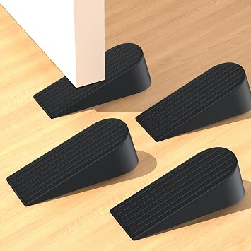 Big Door Stoppers, Extra Large Door Stoppers for Bottom of Door Gaps, Sturdy and Stackable Heavy Duty Doorstop Great for Home Office, Rubber Door Stopper Wedge for Tile, Wooden Floor, Carpet 4 Pack