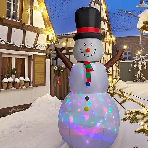 PEETEEPOE Muñeco de nieve inflable de Navidad de 8 pies de alto con luces LED decoración inflable para interiores o exteriores para jardín césped
