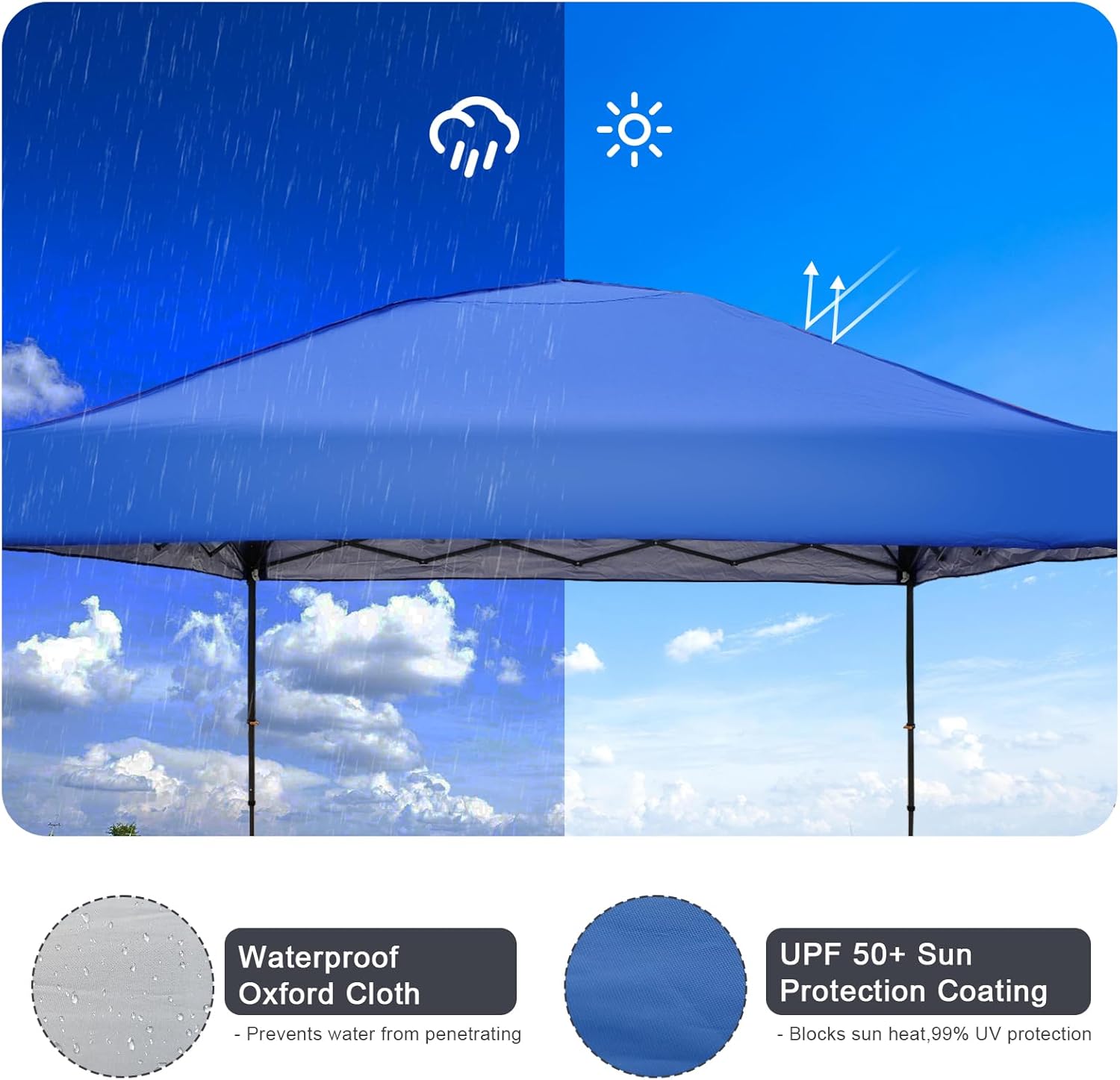 10x10 Pop Up Canopy Tent with 2 Sidewalls, Easy Up Canopy Outdoor Party Sun Shade Tent Portable Gazebo for Beach Camping Events with Carry Bag and 4 Sand Bags