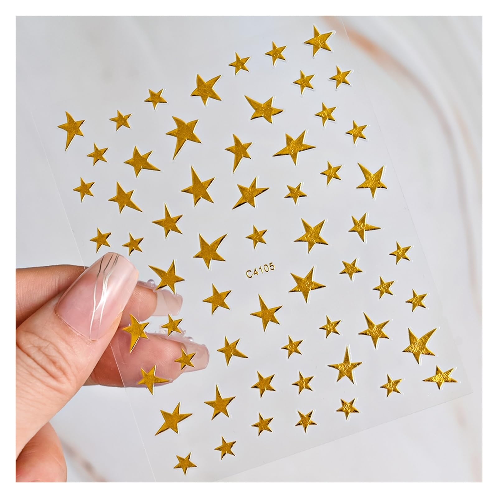 10 Pcs Silver Holographic Lines Nail Stickers Hot Stamping Golden French Star Decals Adhesive Irregular Manicure(NLS241-05-2)