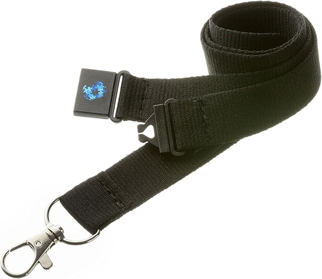 20mm Lanyard with Safety Break Away and Metal Clip - Free Shipping ! (Black)